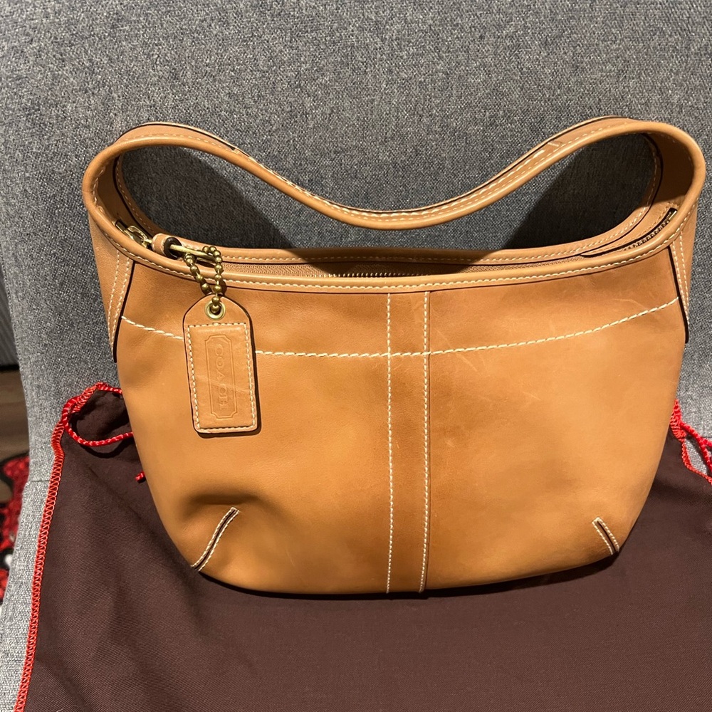 Coach Tan Leather Hobo Bag Purse 10739